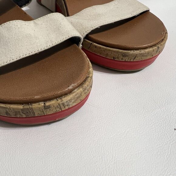 DR. SCHOLLS Sandals Beige Tan Strappy Platform Hook & Loop Sample Women's Sz 8 - Picture 5 of 7